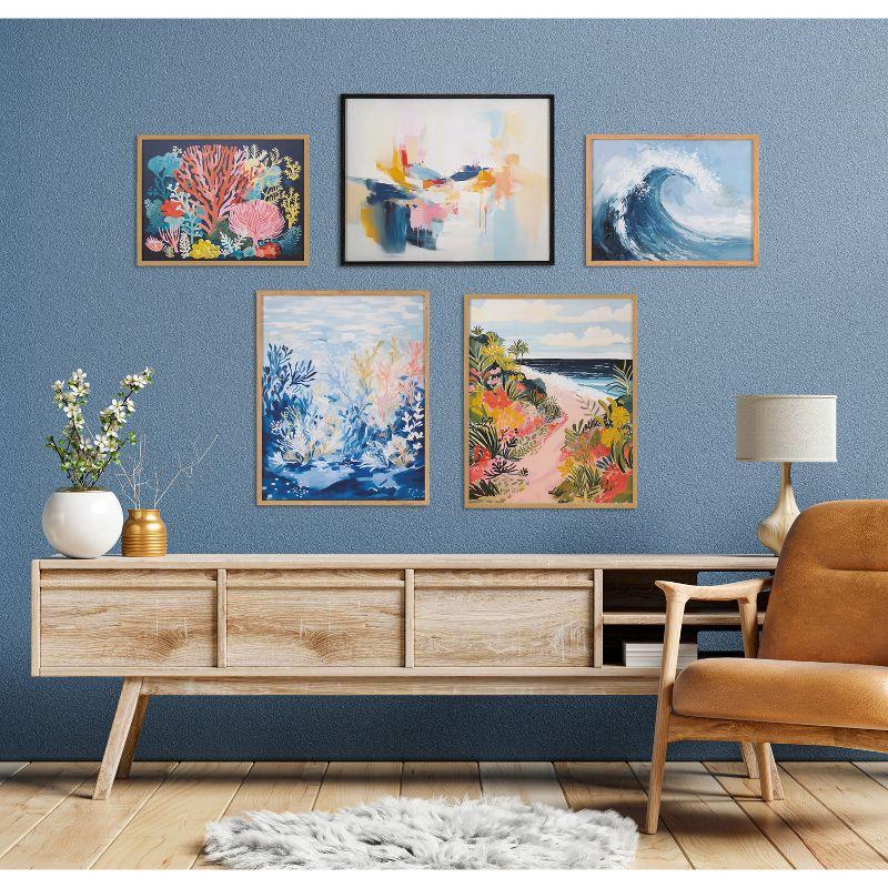 Kate & Laurel All Things Decor 20"x16" Gallery Bright Coral Underwater Ocean Print by The Creative Bunch Studio Black