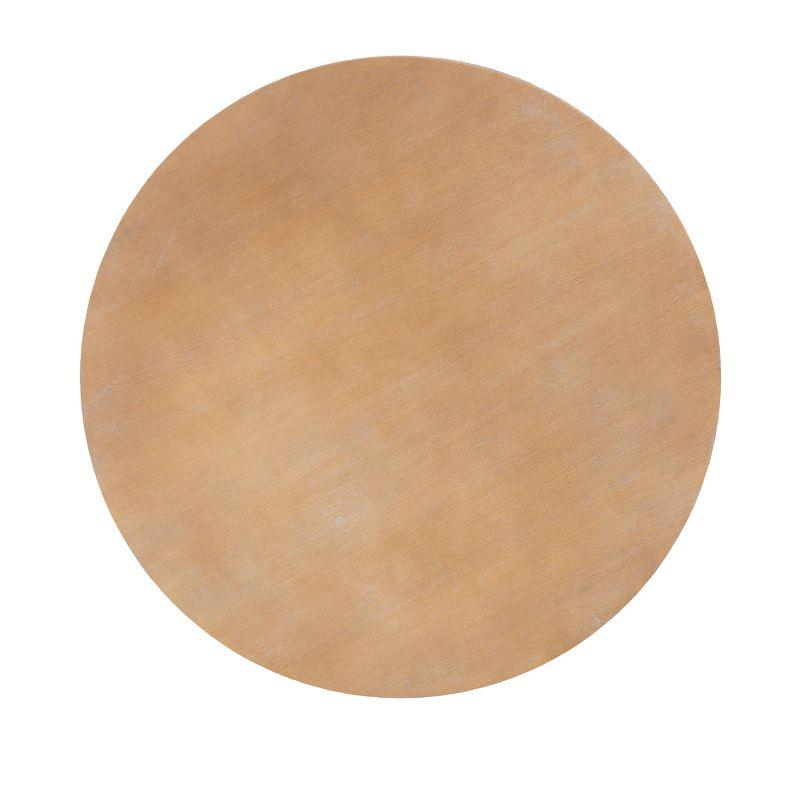 Linon Belfort Traditional Round Dining Table Light Brown: Elm Frame, MDF & Wood Veneer, Seats 4