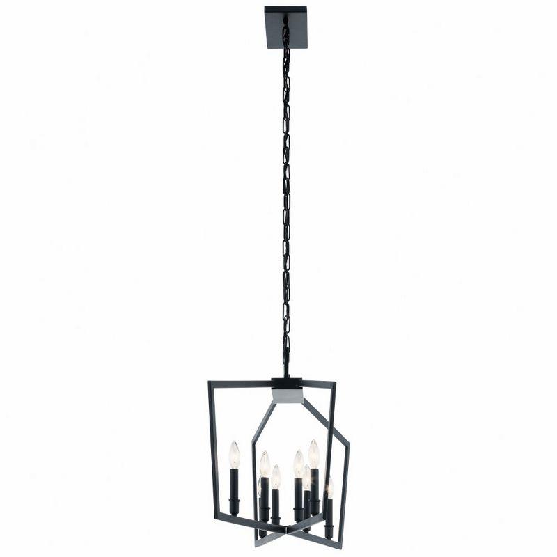 Modern Black Steel Cage 42" Ceiling Chandelier