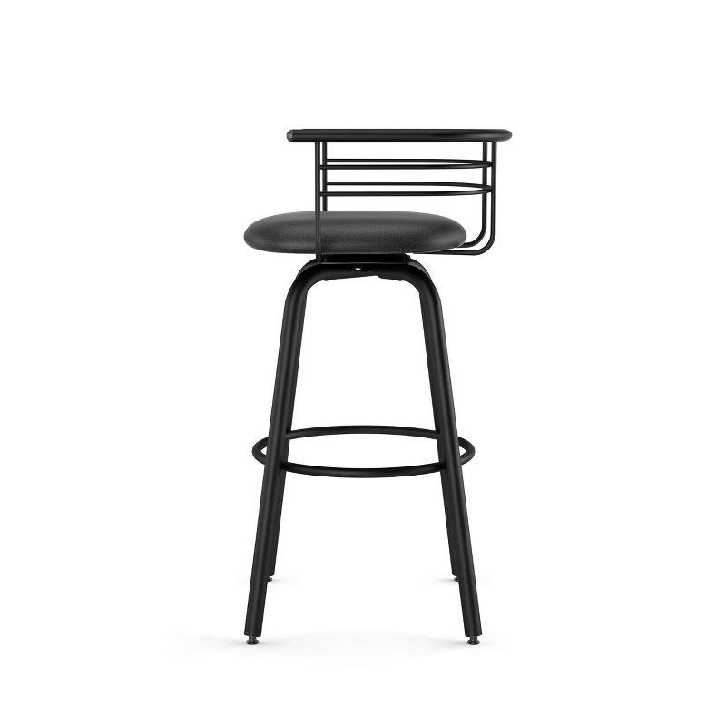 Amisco Turbo Upholstered Counter Height Barstool Black: Faux Leather, Steel Frame, 26" Seat