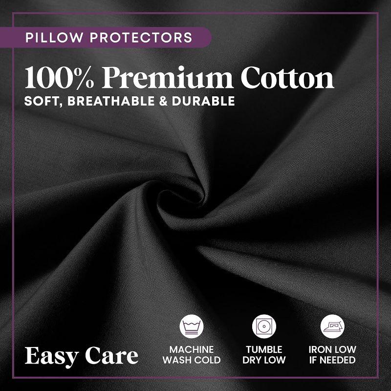 100% Cotton Zippered Pillow Protector (2 pck) Queen - Black