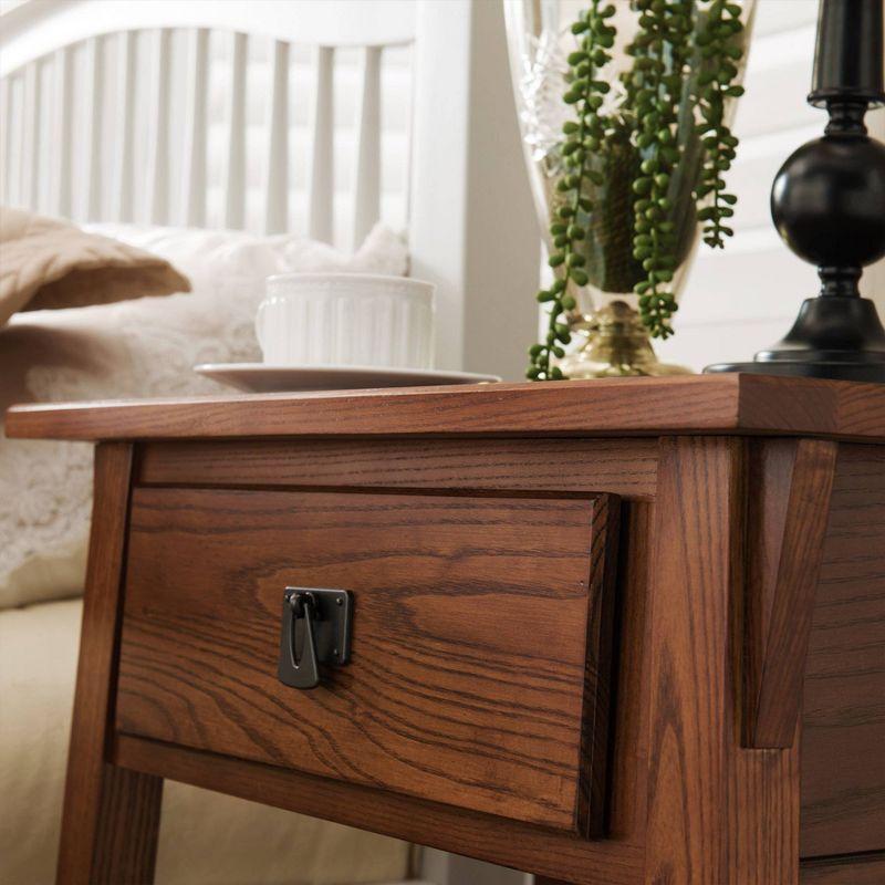 Nightstand Brown - Leick Home: Solid Wood, Mission Style, 28" High, with Drawer, 31 lbs