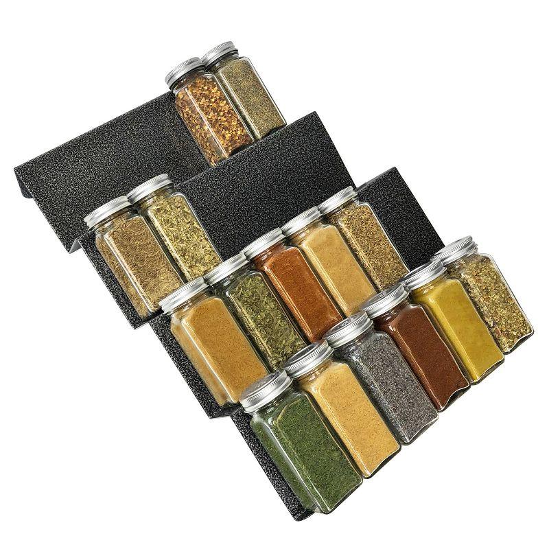 LYNK PROFESSIONAL LYNK PROFESSIONAL® Spice Drawer Organizer - Heavy Gauge Steel 4 Tier Spice Rack - Silver Metallic