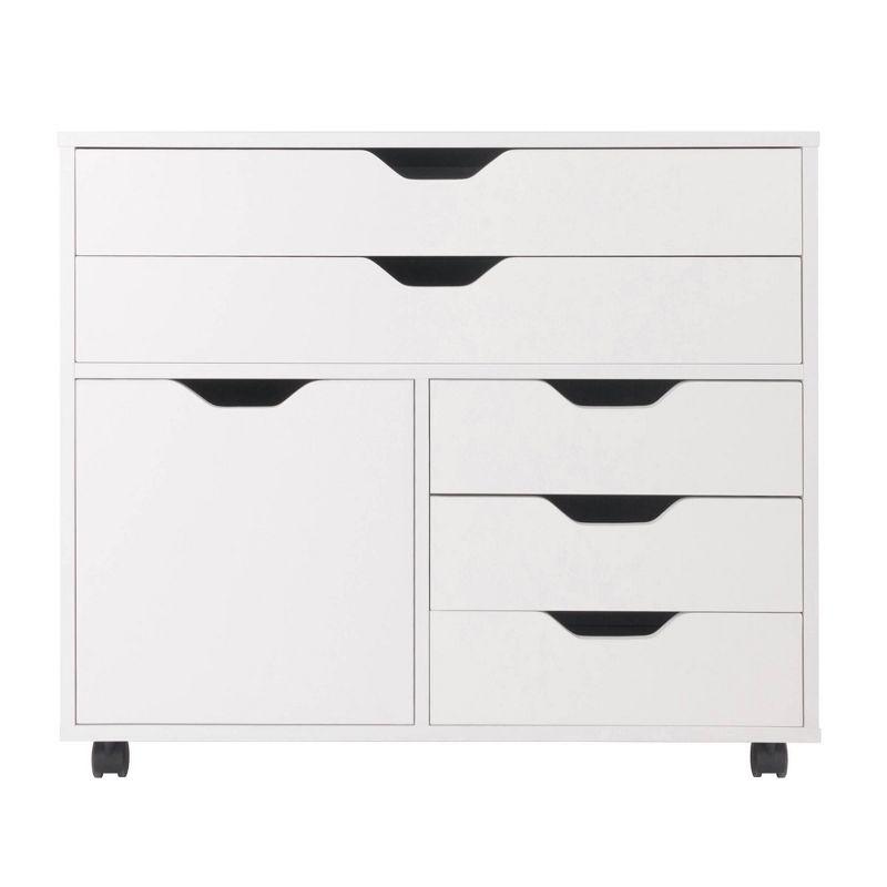 Modern White Composite Wood Mobile Storage Cabinet with 5 Drawers