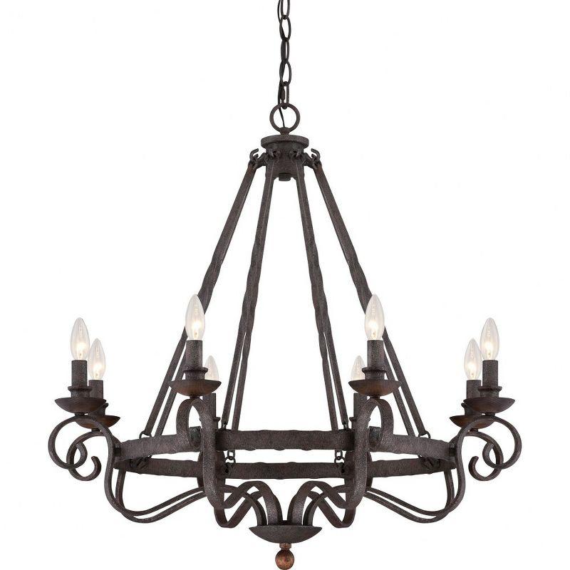 Noble Rustic Black 8-Light Chandelier with Dark Walnut Accents