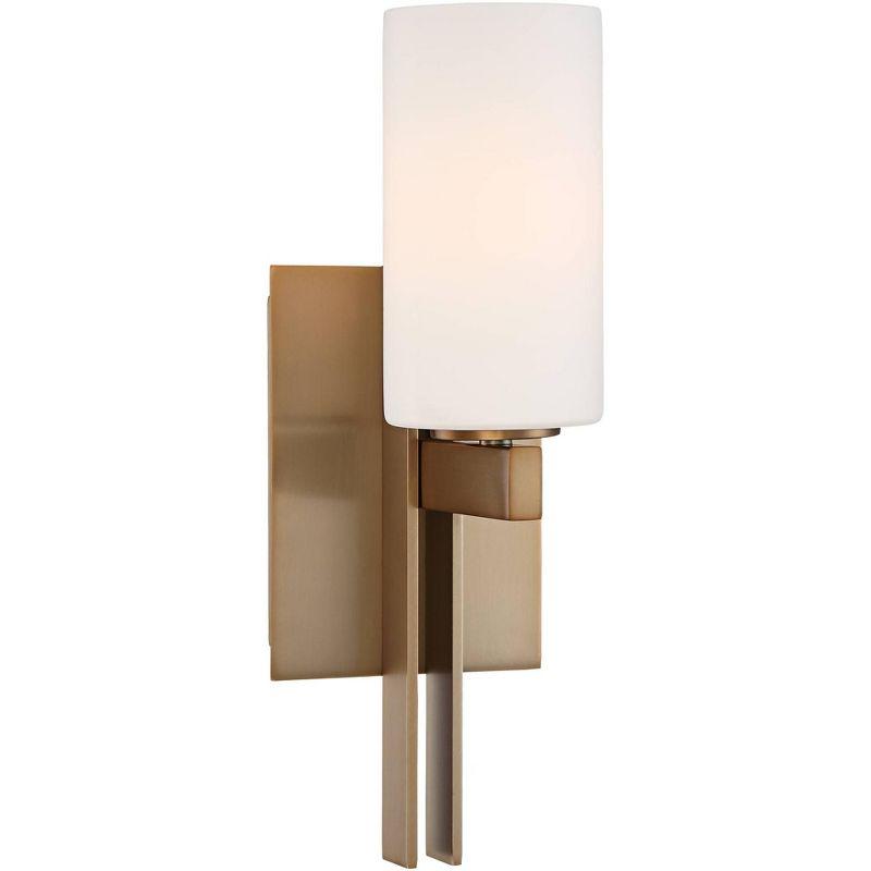 Burnished Brass Wall Sconce with Frosted Glass Shade