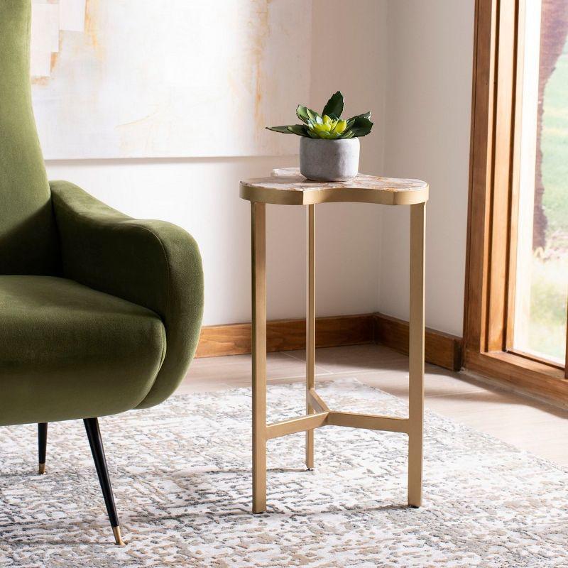 Suki Tripod Accent Table - White Agate/Gold - Safavieh.