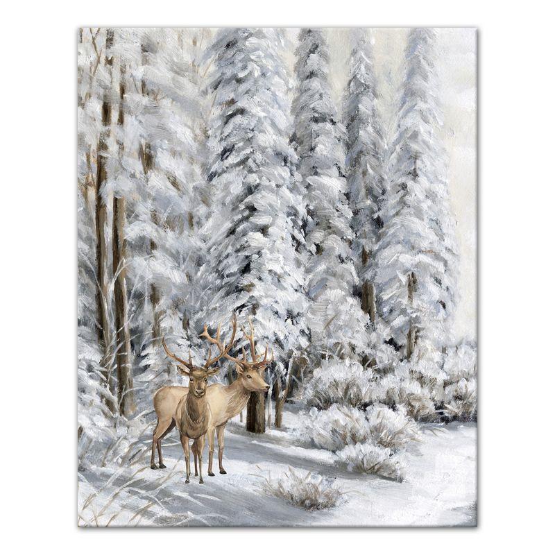 Snowy Forest Deer 16 x 20 Canvas Wall Art