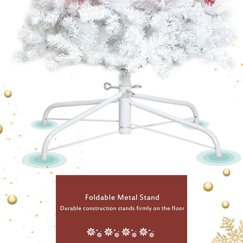 72in Red+White Artificial Fir Bent Top Christmas Tree, Xmas Tree Bendable Grinch Style X-mas Tree, Holiday Decoration 6FT - The Pop Home