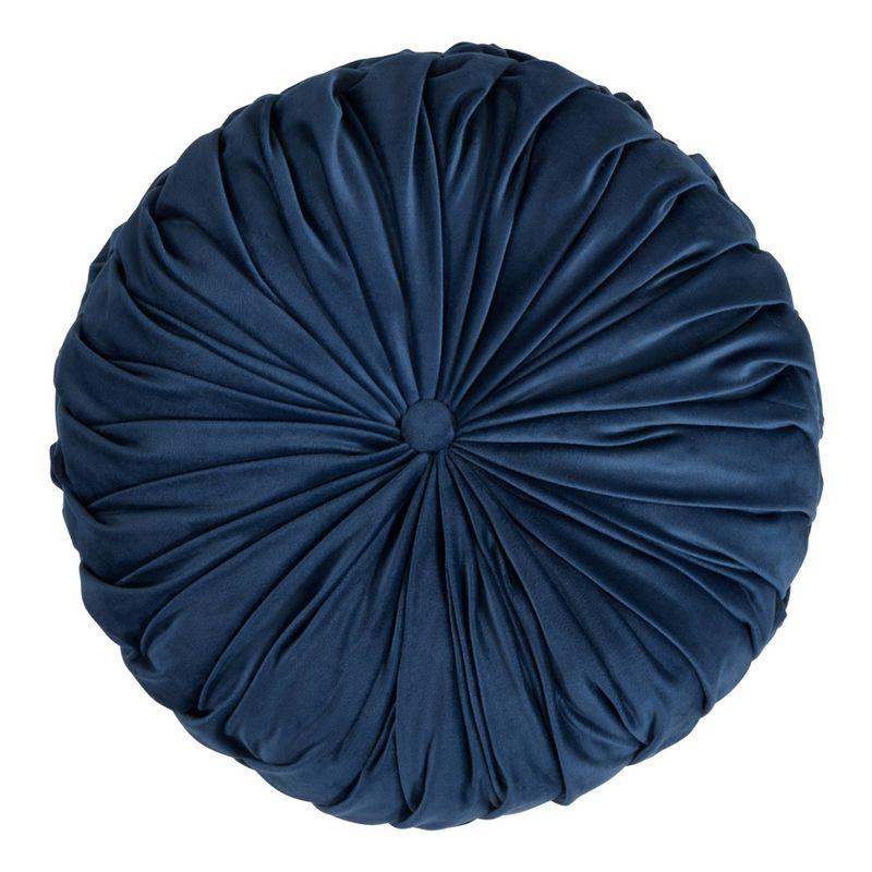 14" Velvet Pintucked Poly Filled Round Throw Pillow - Saro Lifestyle