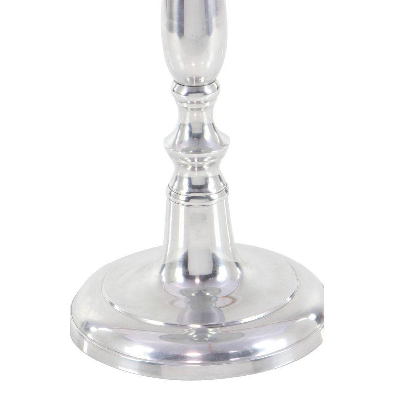 Metal Pedestal Accent Table Silver - Olivia & May: Round Aluminum Side, Traditional Design