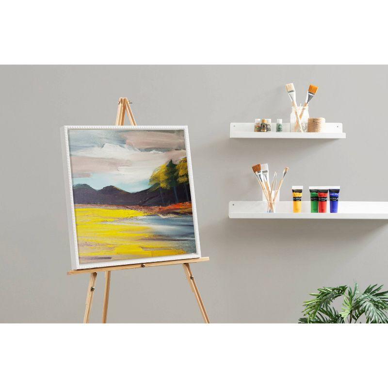 Kate & Laurel All Things Decor 22"x22" Sylvie Beaded Blank Vintage Framed Canvas Wall Art White: Modern Transitional Style