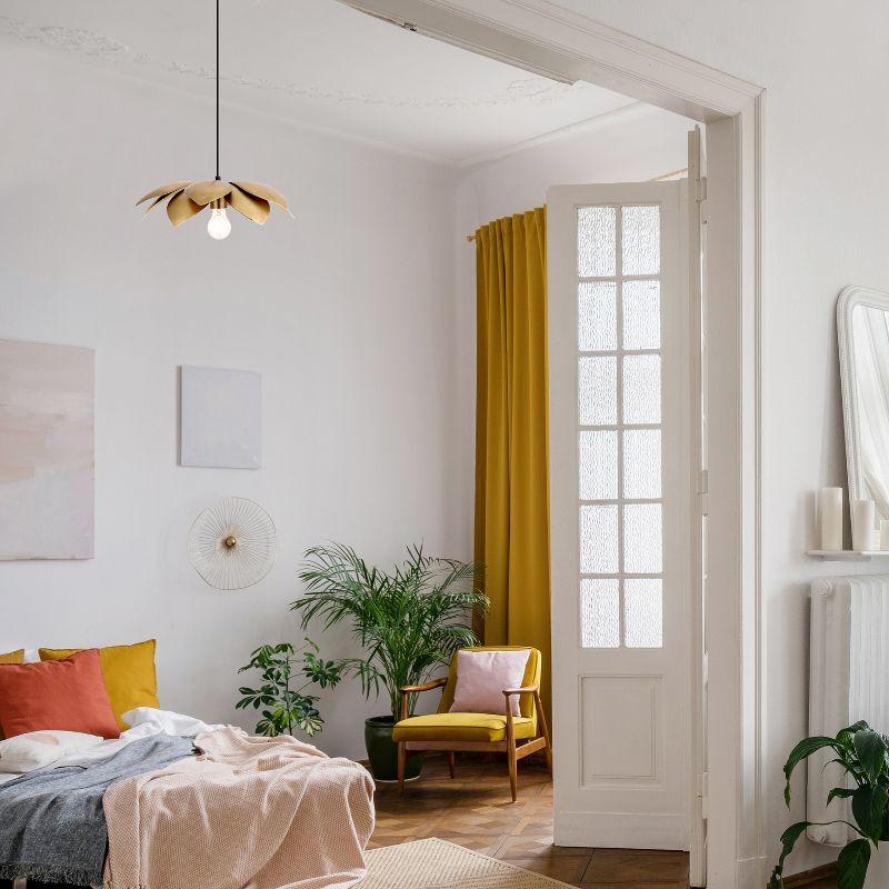 River of Goods Maryam 16.25" Antique Brass Layered Petals Dome Pendant Light: UL Listed, Adjustable Height