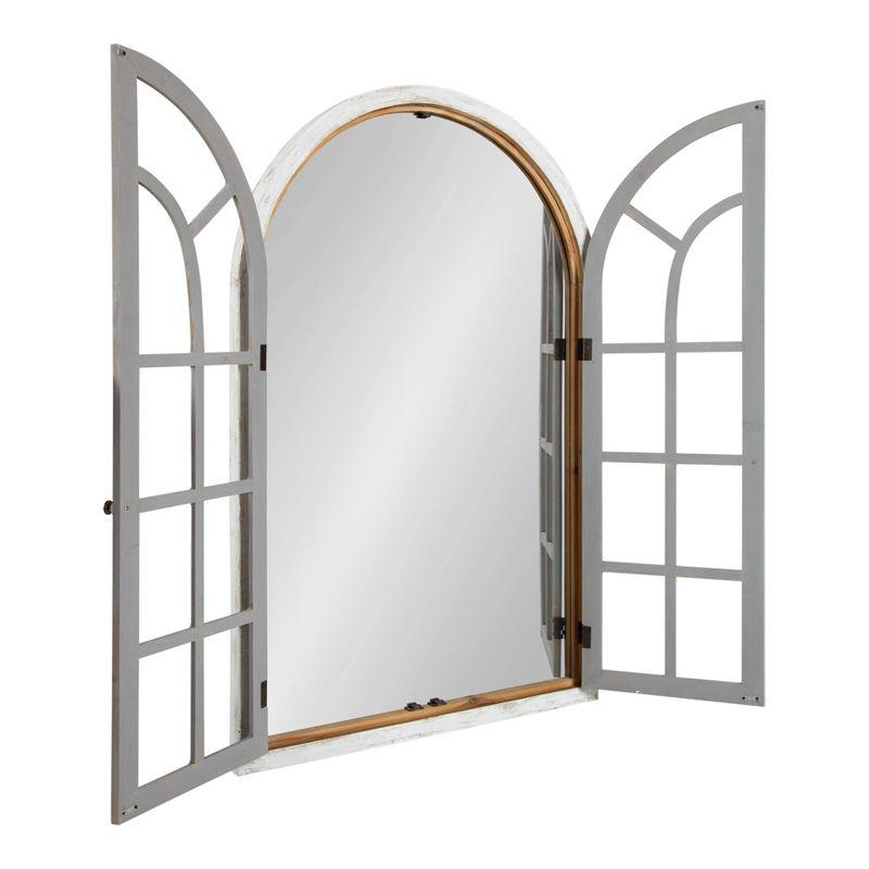 28" x 44" Boldmere Wood Windowpane Arch Mirror White/Gray - Kate and Laurel