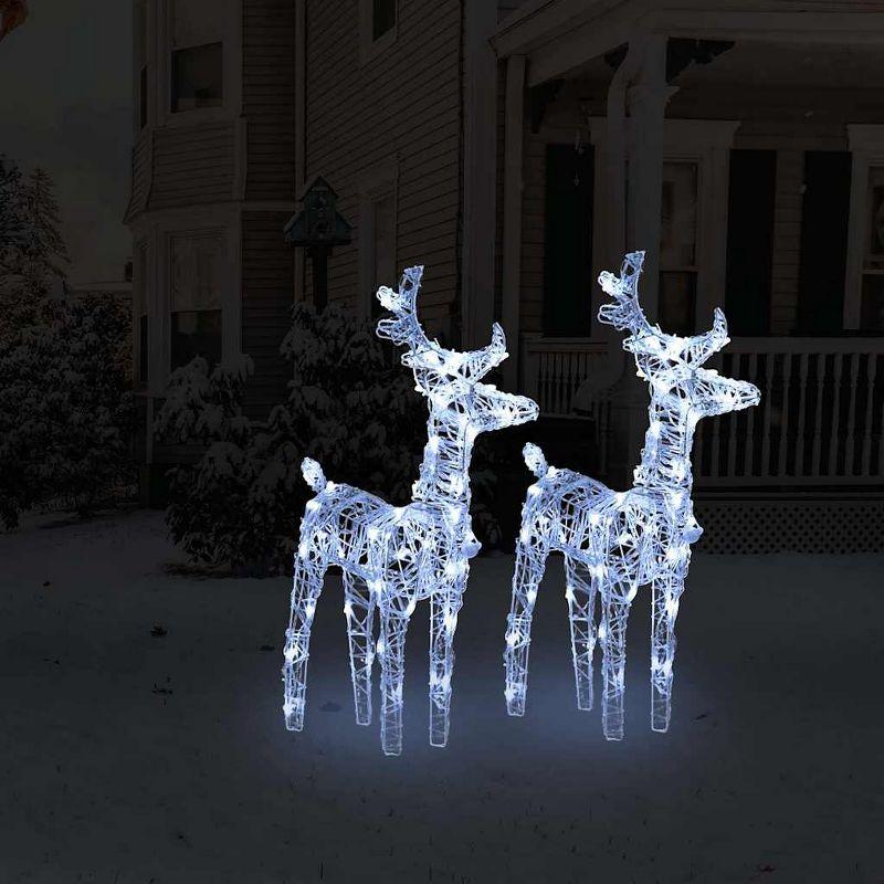 vidaXL Christmas Reindeers 2 pcs Cold White 80 LEDs Acrylic