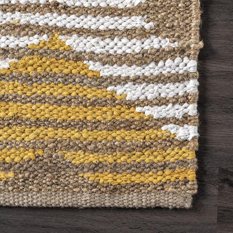 nuLOOM Hand Braided Marla Denim And Jute Diamonds Area Rug, 3' x 5', Yellow