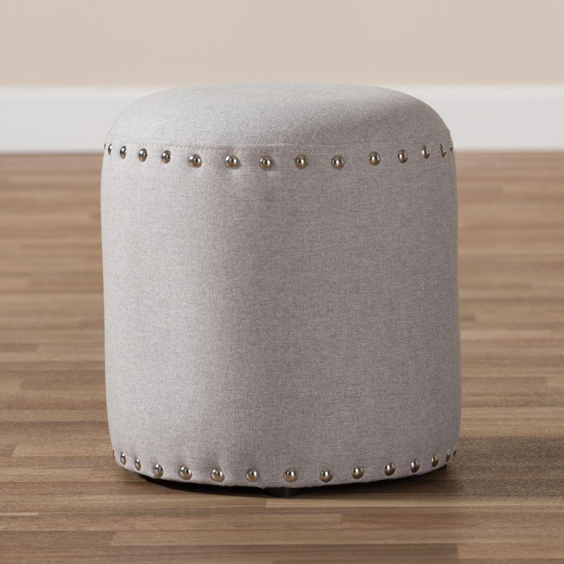 Rosine Modern and Contemporary Fabric Upholstered Nail Trim Ottoman - Baxton Studio