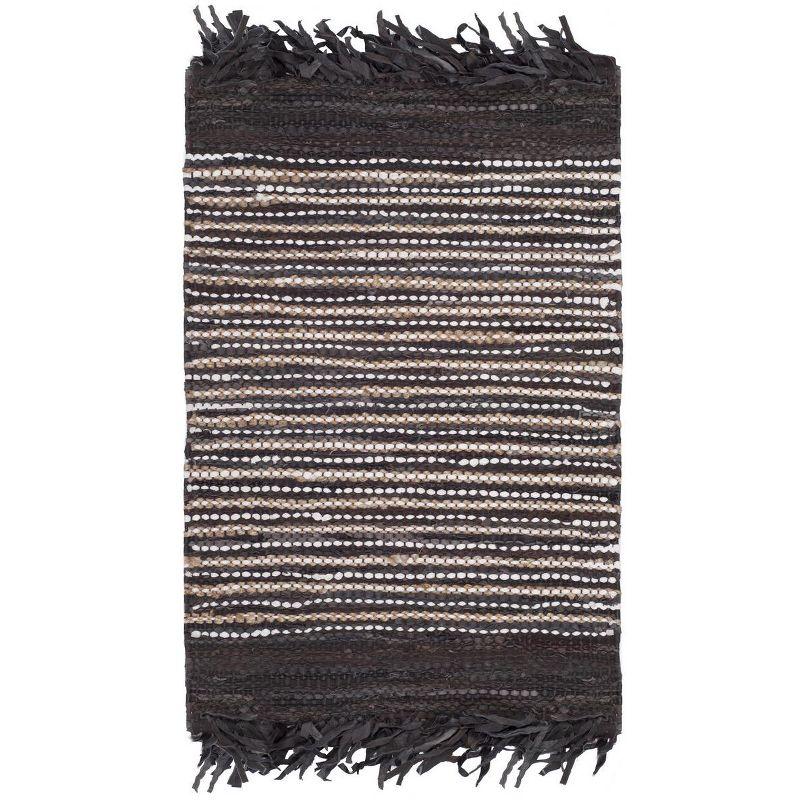 Vintage Leather VTL373 Hand Woven Indoor Accent Rug - Dark Brown/Multi - 2'x3' - Safavieh.
