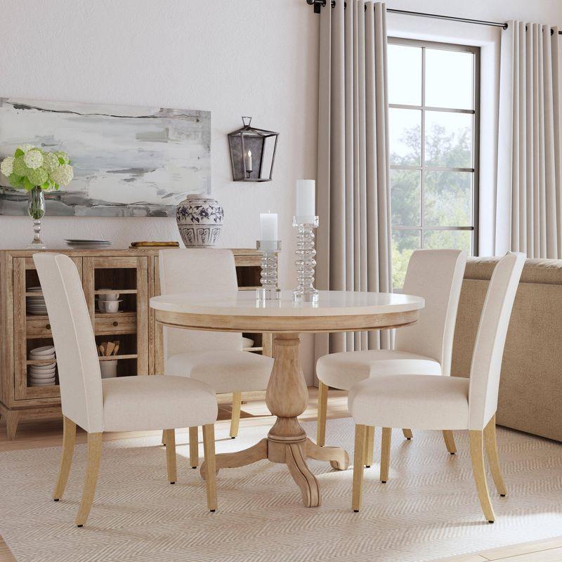 Rosecliff Heights Scalloped Detail Dining Chair|Upholstered Parsons Dining Chairs |Decorative Home Furniture, Cream Textured Woven, Set Of 2 (Set of 2)