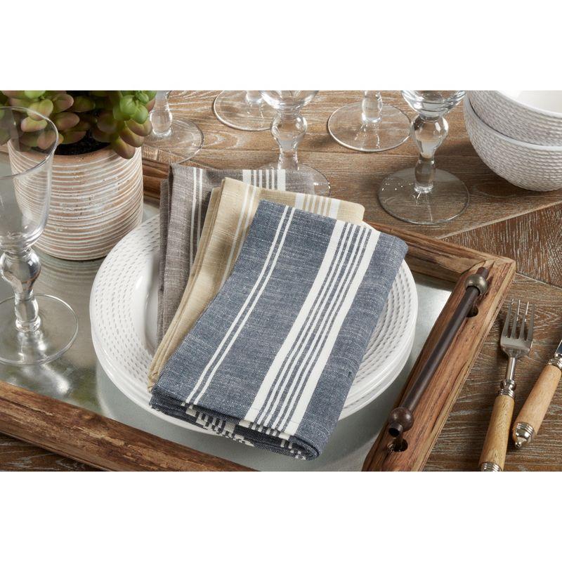 Gray Striped Cotton Table Napkins Set of Four