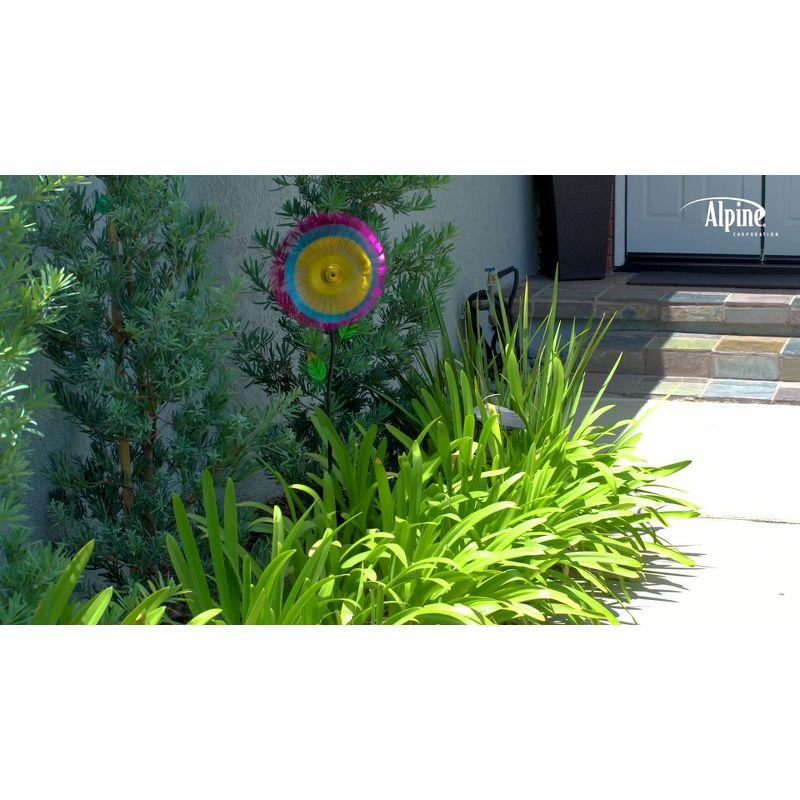 47" Multicolor Iron Daisy Wind Spinner Garden Stake