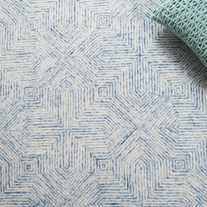 Handmade Blue Abstract Tufted Wool 4' x 6' Rug