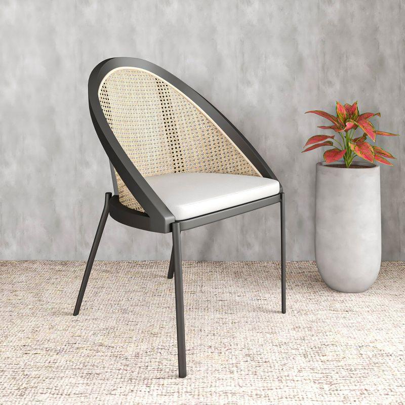 Bayou Breeze Upholstered Dining Chairs With Wicker Back And Stainless Steel Legs, Set Of 4 Caydyn (Set of 4)