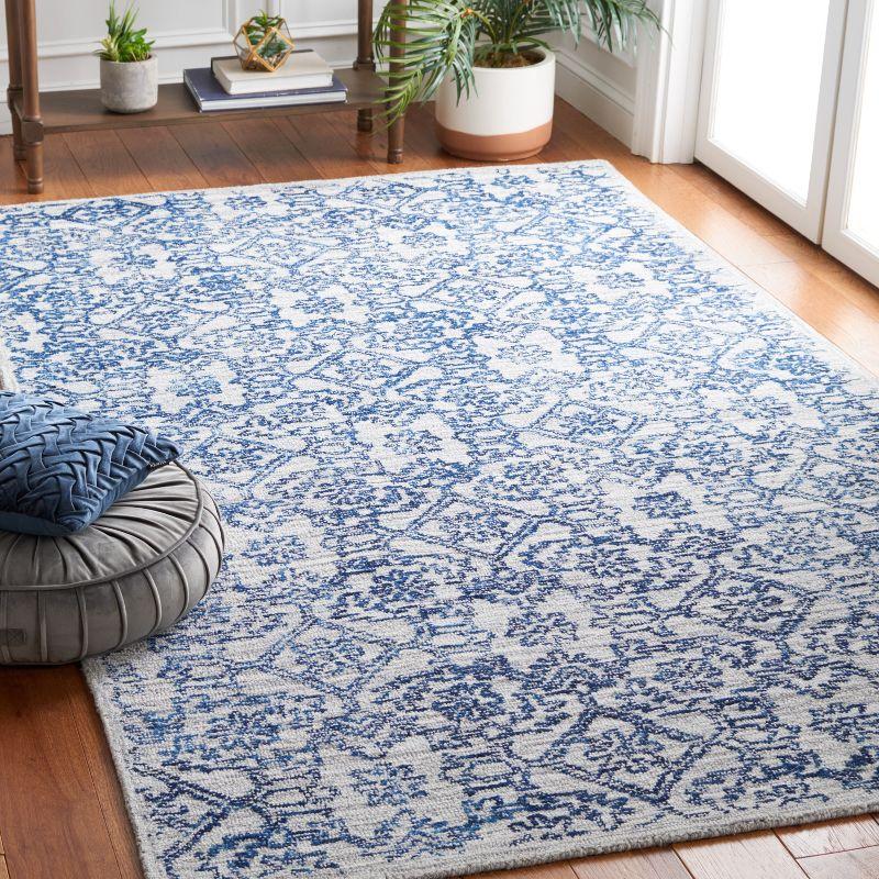 Blue Hand-Tufted Wool 4' x 6' Rectangular Area Rug