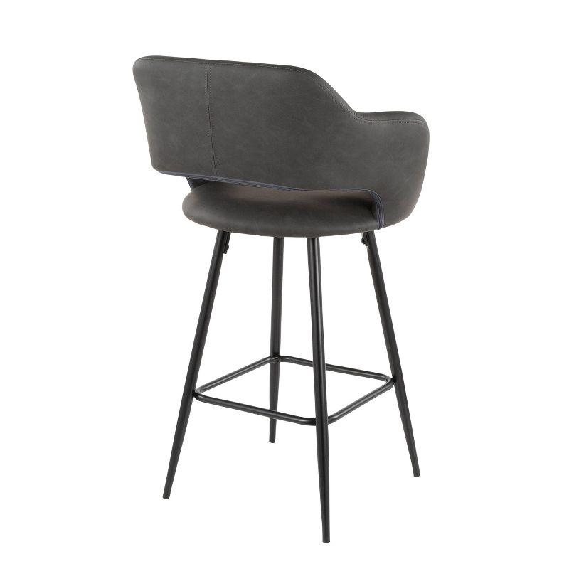 Set of 2 Margarite Contemporary Counter Height Barstool Faux Leather - LumiSource