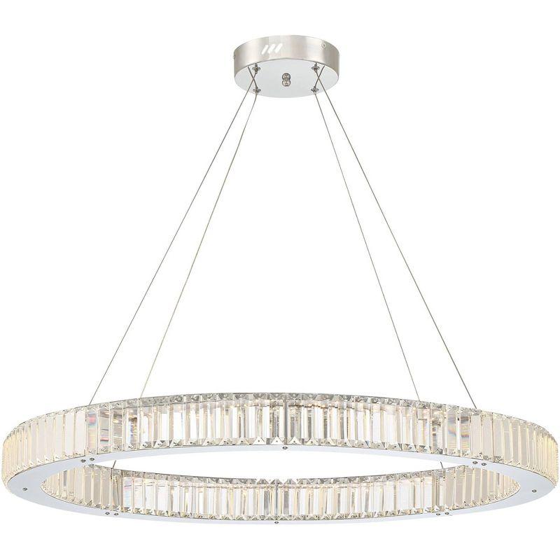 Possini Euro Design Vesta Chrome Pendant Chandelier 35 1/2" Wide Modern LED Ring Crystal Glass Fixture for Dining Room Foyer Kitchen Island Entryway