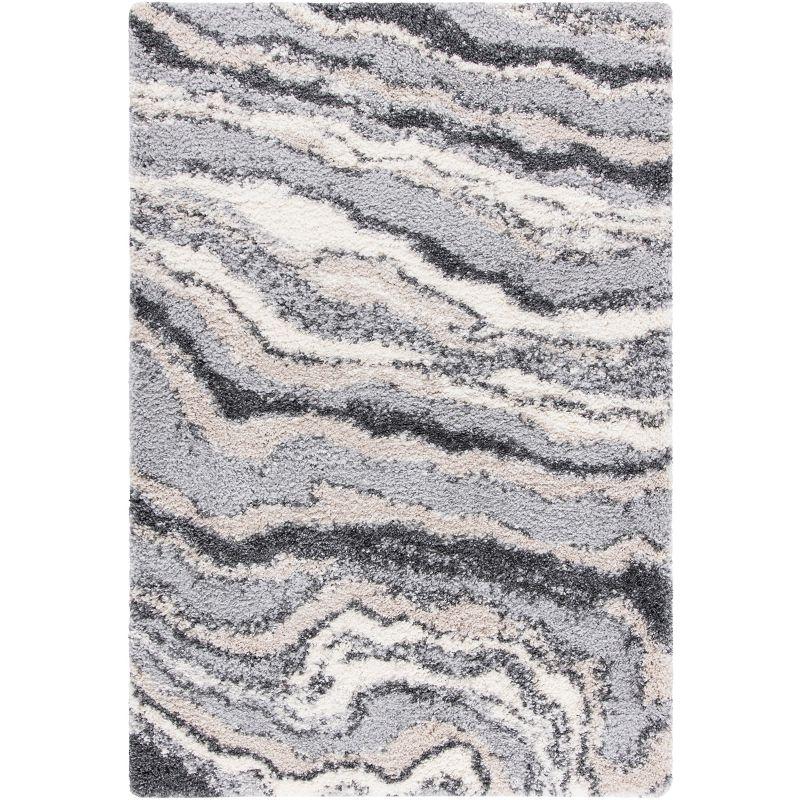 Fontana Gray and Ivory 4' x 6' Shag Area Rug