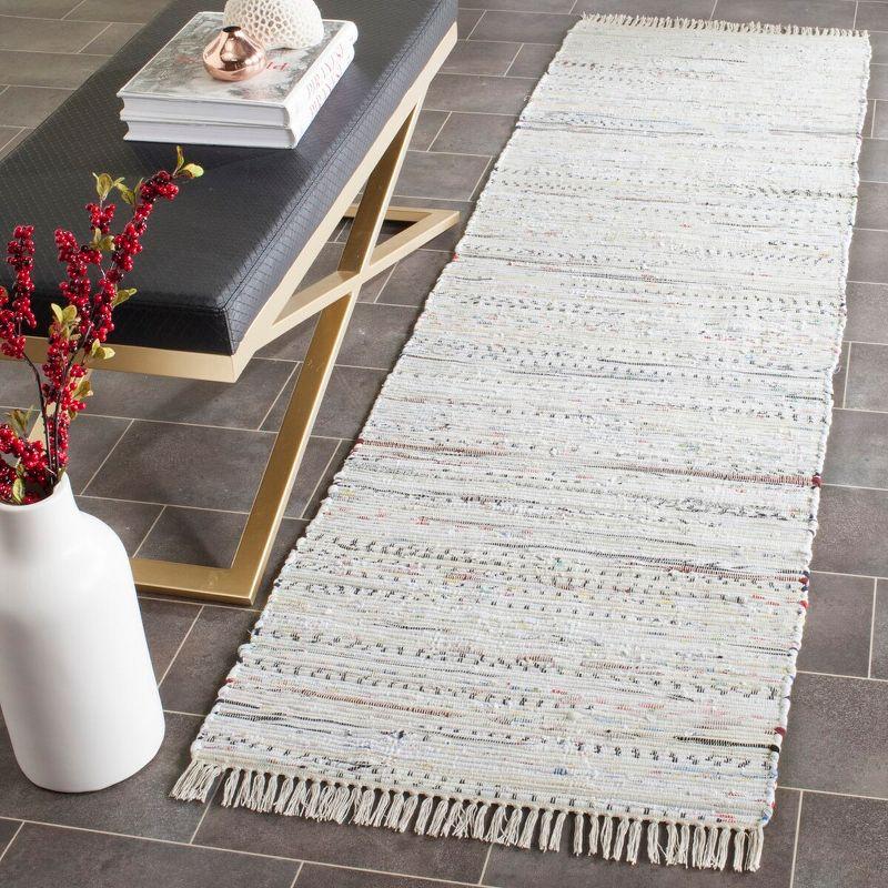 Rag Rug RAR121 Hand Woven Indoor Runner Rug - Ivory/Multi - 2'3"x6' - Safavieh.