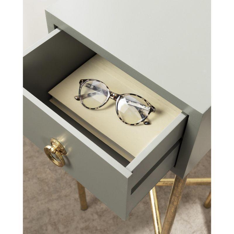 Kate and Laurel Decklyn Square MDF Tea Table, 12x12x30, Gold and Gray