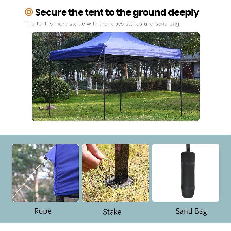 FDW Pop Up Canopy Tent 9.8x9.8, Anti-UV, Straight Leg and Easy up Sun Shelter for Parties, Camping with Portable Bag, 4 Sand Bags