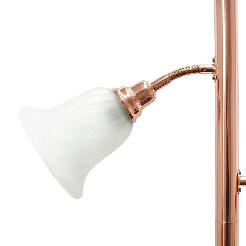 Elegant Rose Gold Torchiere Floor Lamp with Adjustable Reading Lights