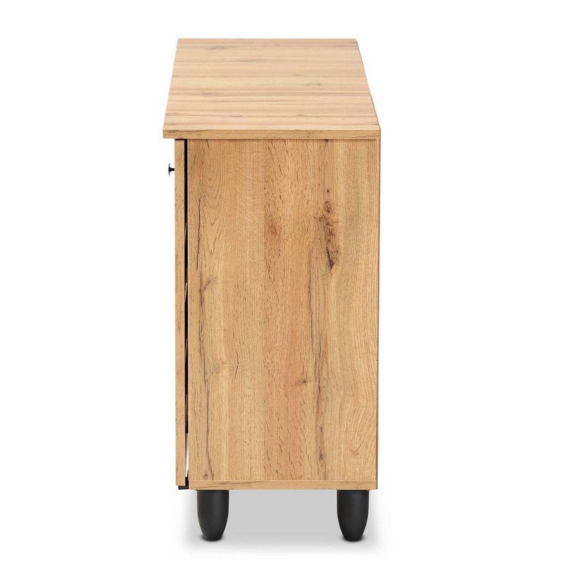 Gisela Wood 3 Door Cabinet Oak Brown/Black - Baxton Studio: Nautical Style, 6 Fixed Shelves, Wood Frame