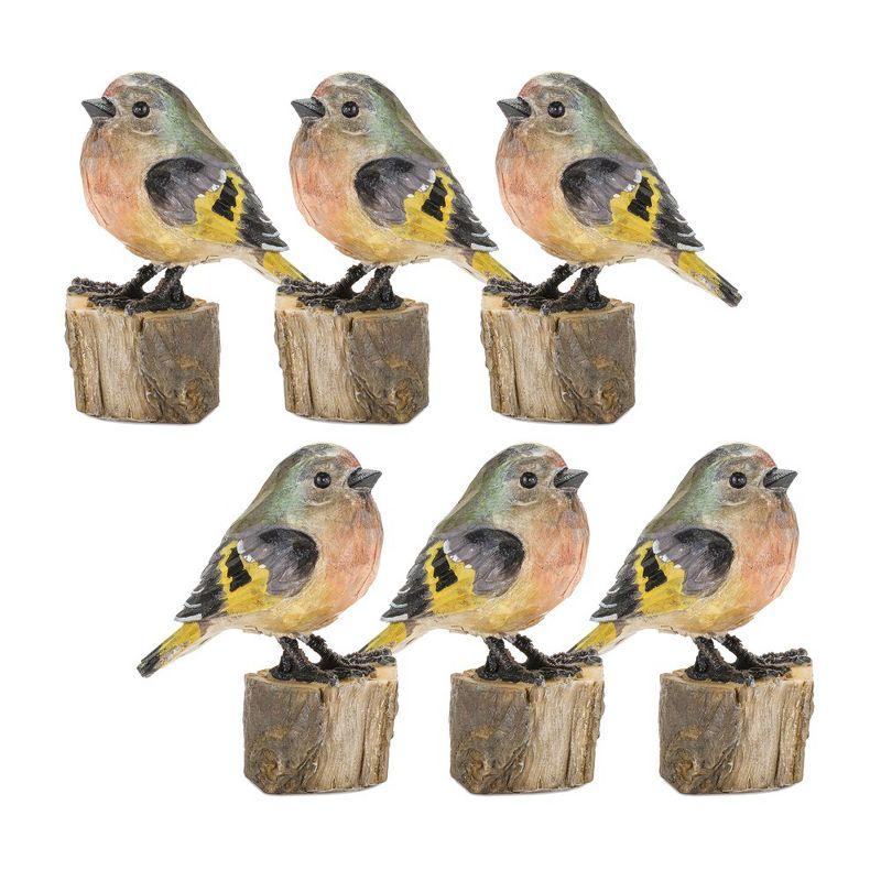 Melrose Stone Perched Bird Figurine (Set of 6)