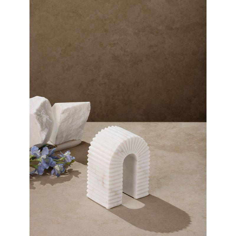 Hanover White Marble Ribbed Arch Decorative Object