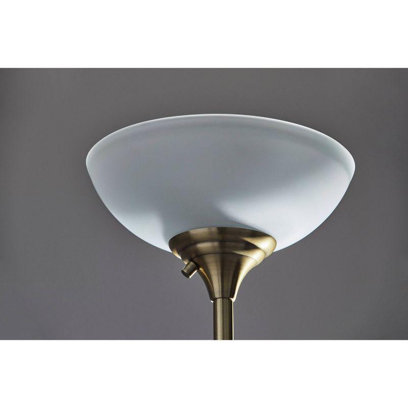 71" Bergen Collection Torchiere Black - Adesso: ETL Listed, Metal Body, Glass Shade, No Bulb Included