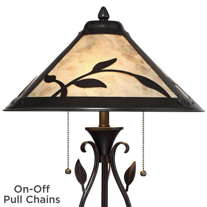 Franklin Iron Works Feuille Country Cottage Table Lamp 23 3/4" High Metal Openwork Leaf Mica Shade for Bedroom Living Room Bedside Nightstand Office