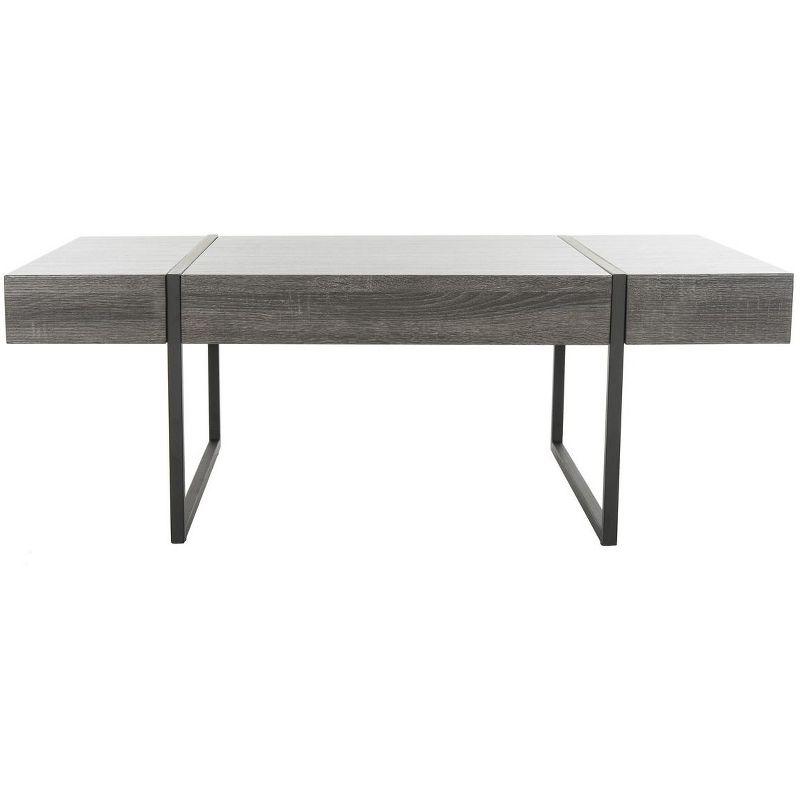 Tristan 43'' Black Wood and Metal Transitional Coffee Table