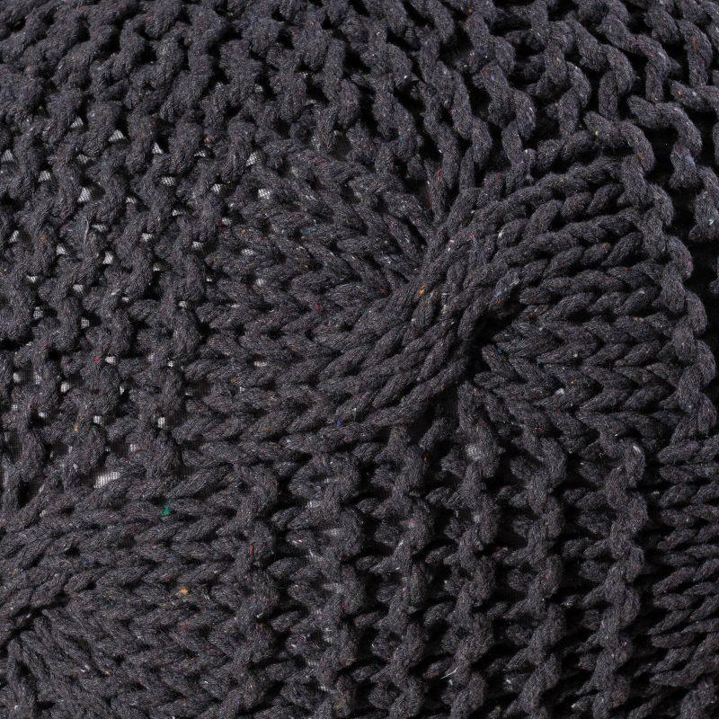 Anouk Knitted Cotton Pouf Dark Gray - Christopher Knight Home