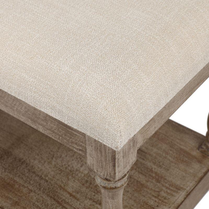 LuxenHome Upholstered Beige Linen Entryway and Bedroom Bench