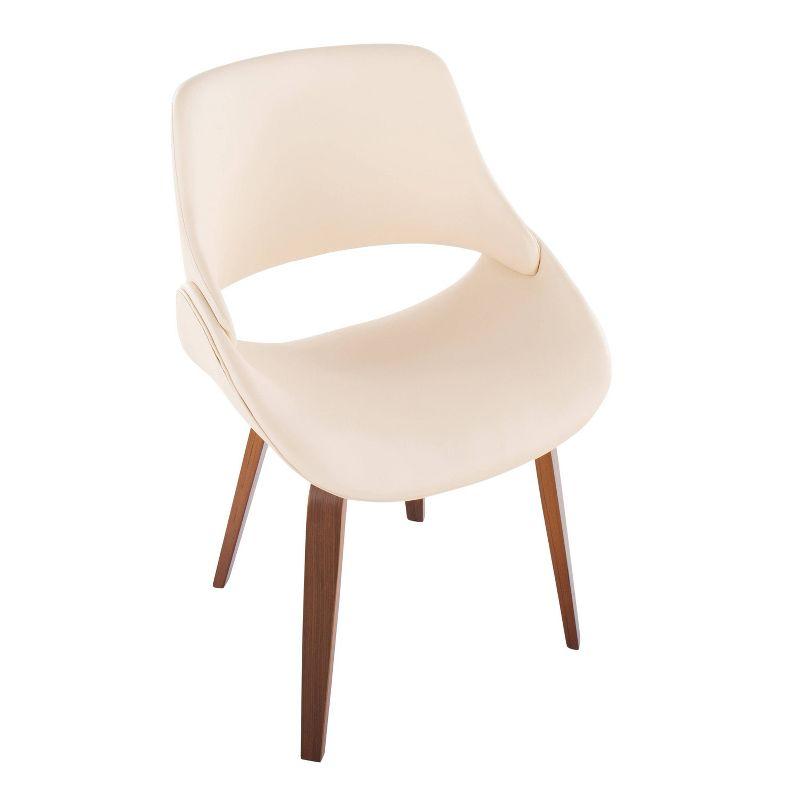 LumiSource Set of 2 Fabrico Dining Chairs Walnut/Cream : Mid-Century Modern, Upholstered, Wood Frame