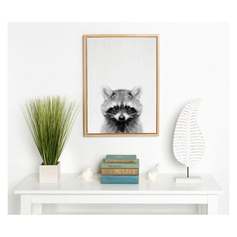 Sylvie Raccoon Black and White Framed Canvas Art