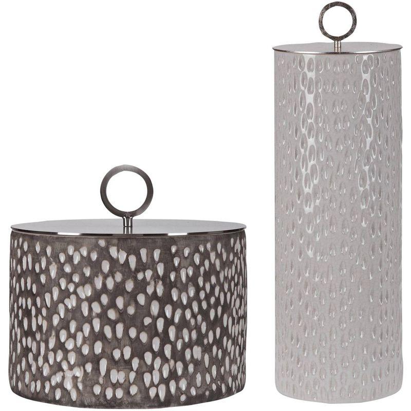 Uttermost Cyprien Off-White and Smoke Gray Ceramic Containers Set of 2