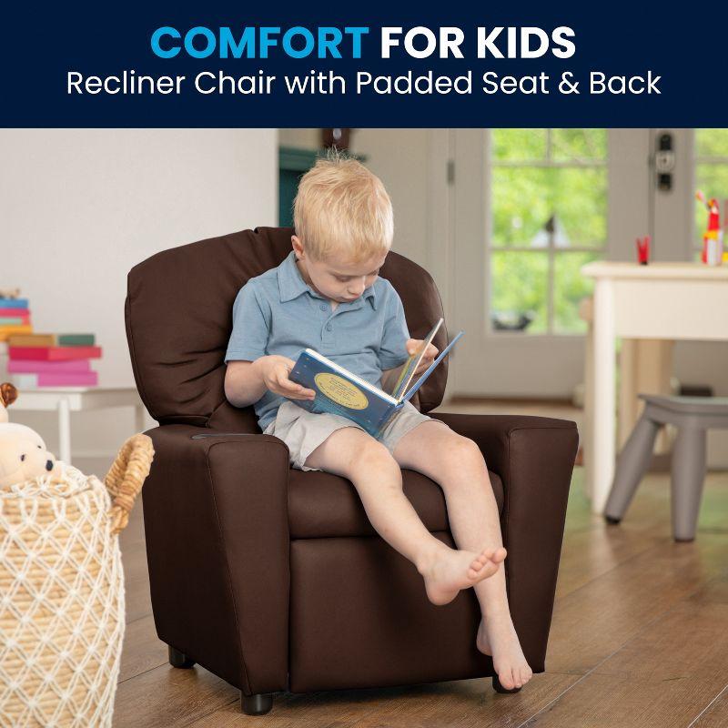 Flash Furniture Chandler Contemporary Brown LeatherSoft Kids Recliner with Cup Holder