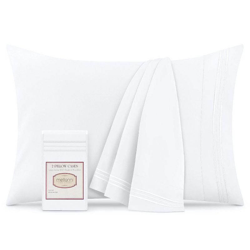 White Hypoallergenic Embroidered Polyester King Pillowcase Set