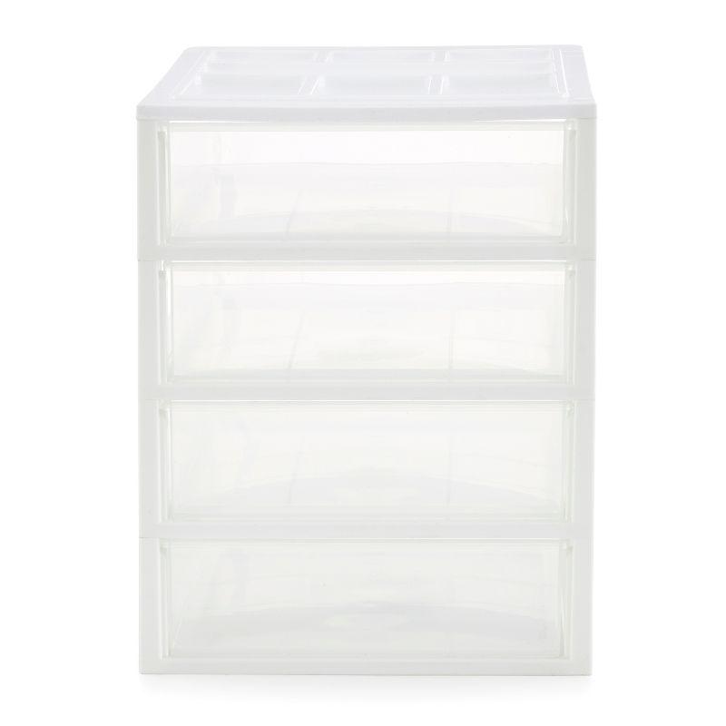 White and Clear 4-Drawer Desktop Storage Organizer