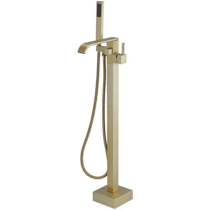 Brushed Gold Freestanding Roman Tub Faucet with Hand Shower